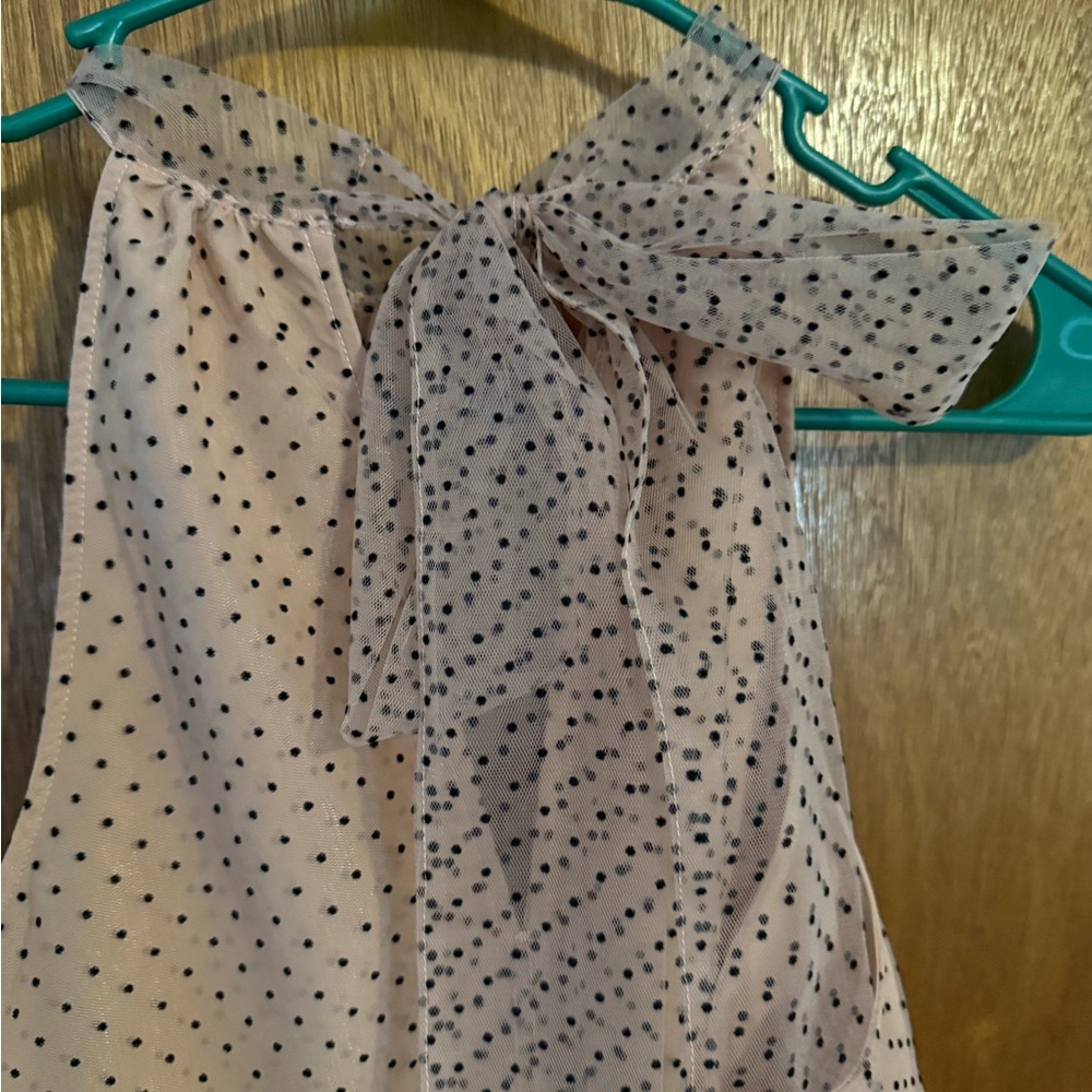 Anthropologie Blush Pink Polka Dot Sleeveless Blouse - Picture 3 of 5